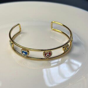 Auri Amulet Cuff: 14k Gold-Filled Evil Eye Heart Bracelet – Colorful Charm